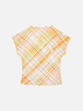 DAXUEN Women's pastel plaid rabbit graphic T-shirt