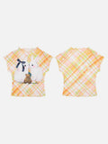 DAXUEN Women's pastel plaid rabbit graphic T-shirt