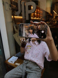 DAXUEN Pastel polka dot embroidered button-up shirt — model photo