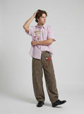 DAXUEN Pastel polka dot embroidered button-up shirt — model photo