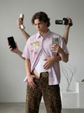 DAXUEN Pastel polka dot embroidered button-up shirt — model photo