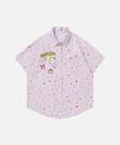 DAXUEN Pastel polka dot embroidered button-up shirt