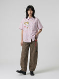 DAXUEN Pastel polka dot embroidered button-up shirt — model photo