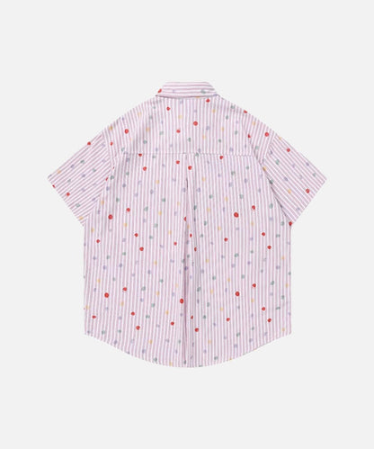 DAXUEN Pastel polka dot embroidered button-up shirt