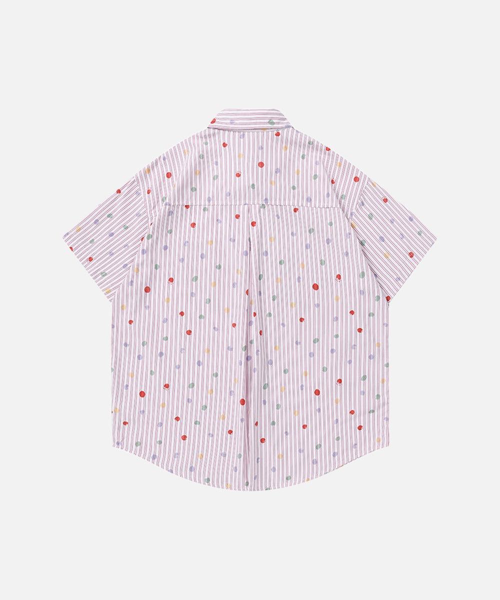 DAXUEN Pastel polka dot embroidered button-up shirt