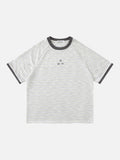 DAXUEN Pastel stripe graphic t-shirt with crew neck and short sleeves
