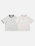 DAXUEN Pastel stripe graphic t-shirt with crew neck and short sleeves