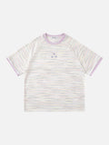 DAXUEN Pastel stripe graphic t-shirt with crew neck and short sleeves