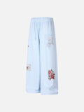 DAXUEN pastel pink and blue floral graphic wide-leg sweatpants