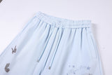DAXUEN pastel pink and blue floral graphic wide-leg sweatpants