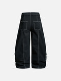 DAXUEN Black wide leg cargo pants with colorful cat patches