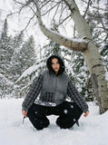 Patchwork Acid-Wash Fleece Hoodie