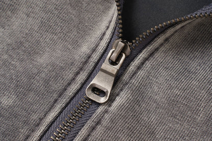 Patchwork Acid-Wash Fleece Hoodie