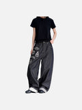DAXUEN dark indigo wide-leg patchwork embroidered denim jeans
