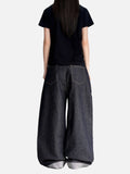 DAXUEN dark indigo wide-leg patchwork embroidered denim jeans