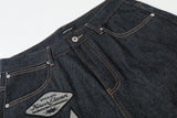 DAXUEN dark indigo wide-leg patchwork embroidered denim jeans