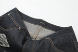 DAXUEN dark indigo wide-leg patchwork embroidered denim jeans