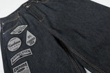 DAXUEN dark indigo wide-leg patchwork embroidered denim jeans
