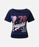 DAXUEN Women's short-sleeved patriotic graphic t-shirt