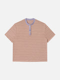 DAXUEN Peach striped short sleeve Henley t-shirt