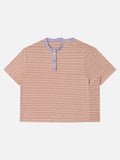 DAXUEN Peach striped short sleeve Henley t-shirt