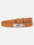 Pebbled Leather Belt with Twist-Lock Buckle