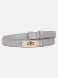 Pebbled Leather Belt with Twist-Lock Buckle