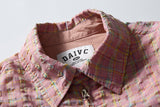 DAXUEN pink and blue plaid bomber jacket