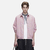 DAXUEN pink and blue plaid bomber jacket