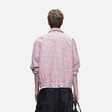 DAXUEN pink and blue plaid bomber jacket