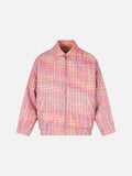 DAXUEN pink and blue plaid bomber jacket