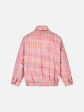 DAXUEN pink and blue plaid bomber jacket