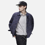 DAXUEN pink and blue plaid bomber jacket