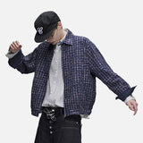 DAXUEN pink and blue plaid bomber jacket
