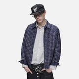 DAXUEN pink and blue plaid bomber jacket