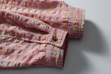 DAXUEN pink and blue plaid bomber jacket