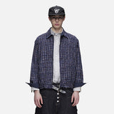 DAXUEN pink and blue plaid bomber jacket