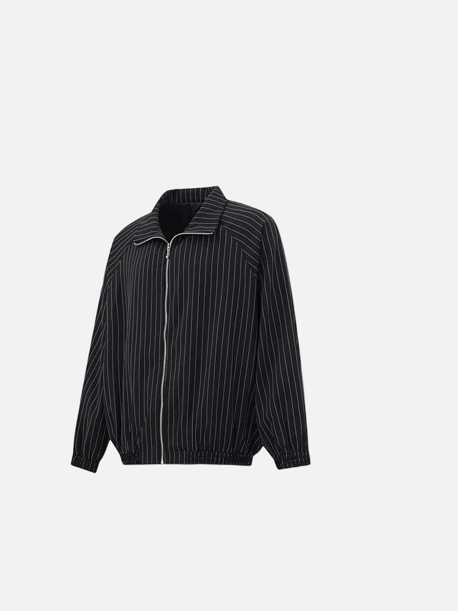 DAXUEN Pinstripe bomber jacket with stand-up collar
