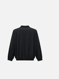 DAXUEN Pinstripe bomber jacket with stand-up collar — model photo