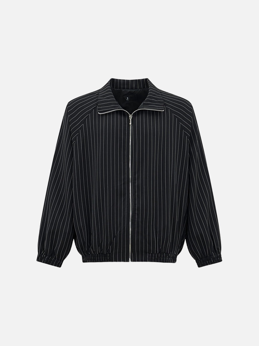 DAXUEN Pinstripe bomber jacket with stand-up collar