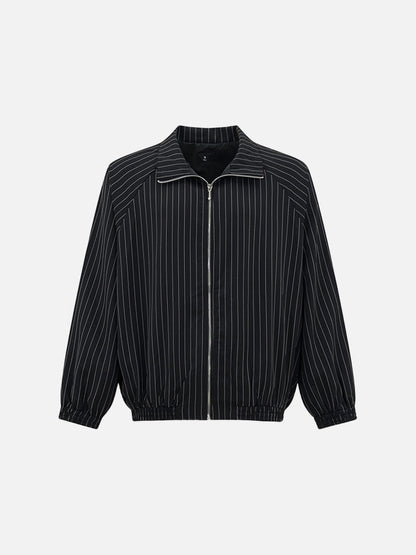 DAXUEN Pinstripe bomber jacket with stand-up collar
