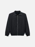 DAXUEN Pinstripe bomber jacket with stand-up collar