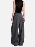 DAXUEN black and dark gray pinstriped wide-leg pants