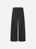 DAXUEN black pinstriped wide-leg trousers