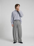 DAXUEN High-waisted wide-leg pinstriped trousers — model photo