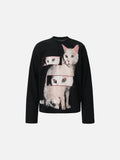 Pixel Cat Oversized Long Sleeve Sweatshirt