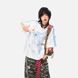 DAXUEN white oversized pixelated anime character tee