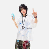 DAXUEN white oversized pixelated anime character tee