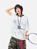 DAXUEN white oversized pixelated anime character tee