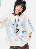 DAXUEN white oversized pixelated anime character tee